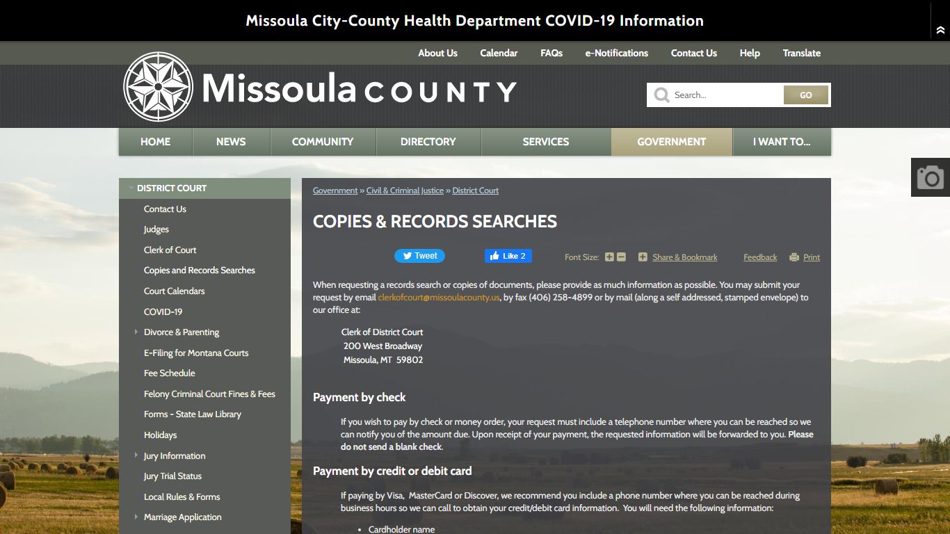 Copies & Records Searches | Missoula County, MT