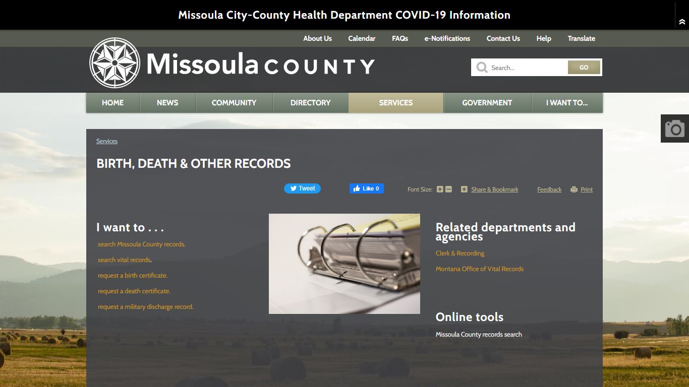 Birth, Death & Other Records | Missoula County, MT